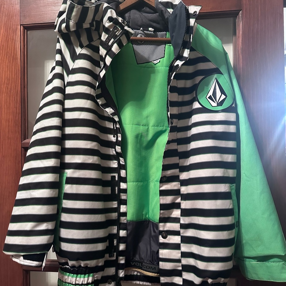 Volcom Green and Black Striped Jacket